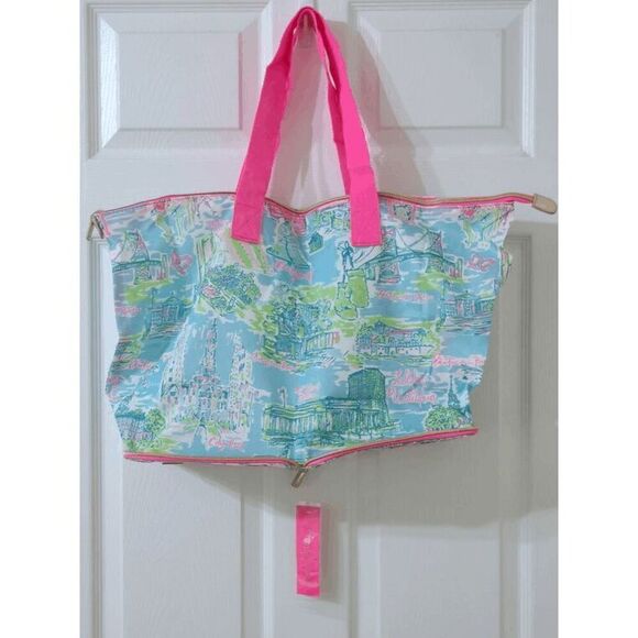 💗 LILLY PULITZER Getaway Packable Philly Print Large Tote NEW WITH TAGS - Picture 8 of 12